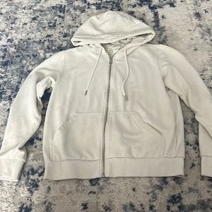 H&M XS white full zip up hoodie